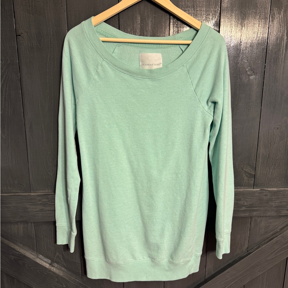 Victoria's Secret Mint Green Scoop Neck Thigh Length Sweatshirt